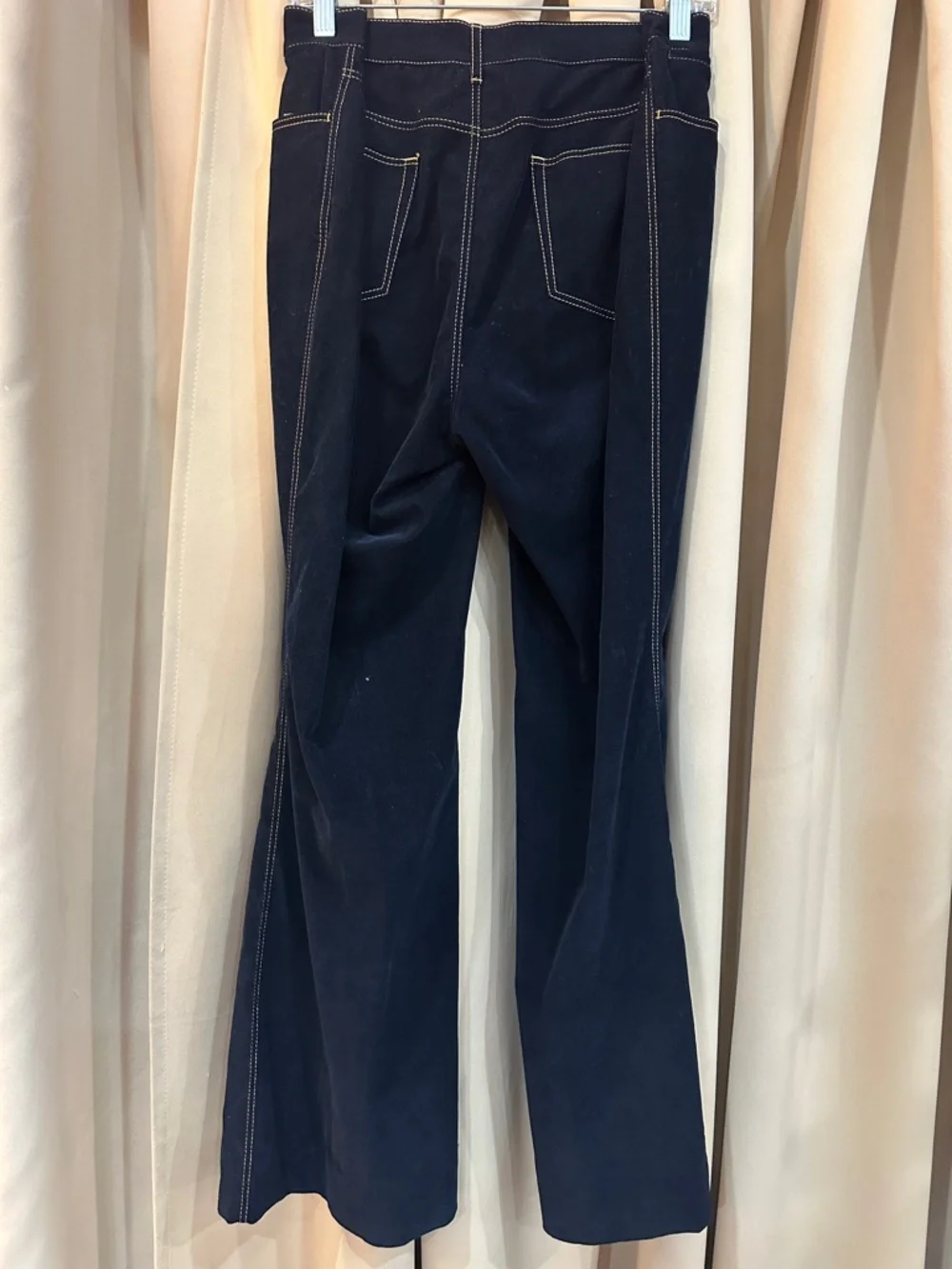 Lafayette 148 Dark Navy Wide-Leg velvety Pants with Contrast Stitching size 14 - Picture 4 of 6